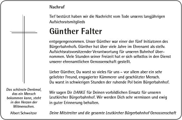 Nachruf Günther Falter